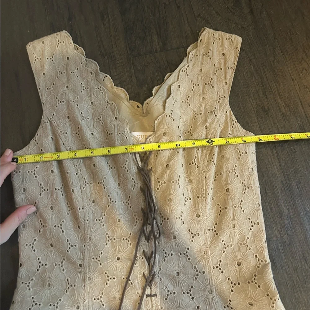 Guess Cream Eyelet Embroidered Lace-Up Dress Size 4 Feminine Chic - Picture 9 of 9